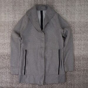 Lululemon Grey Shawl Collar Snap Front Fleece Wrap Jacket with Back Stripe